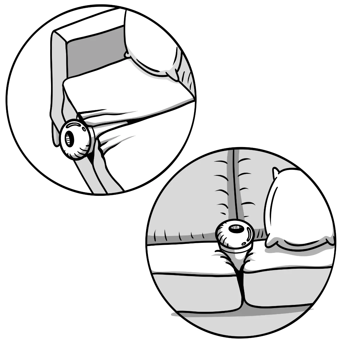 between couch cushions